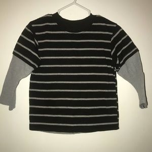 18m Black/Gray striped long sleeve shirt